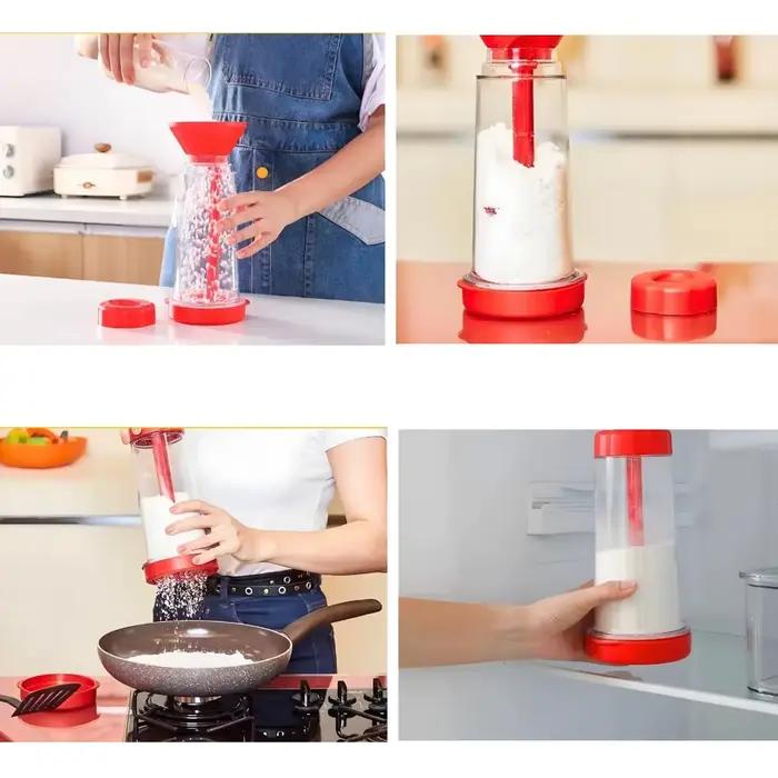 Tamis à Farine en Plastique Bleu Ciel Semi-Automatique avec Couvercle pour Amateurs et Professionnels Occasions Spéciales Cuisines Ateliers Pâtissiers