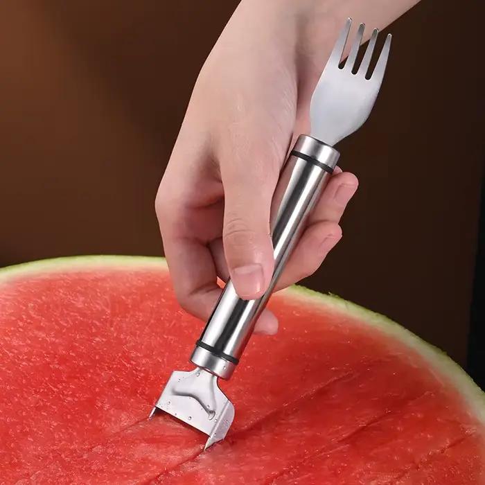Outil de coupe de pastèque en acier inoxydable modern style pour trancher et servir melons et fruits pour barbecues et pique-niques