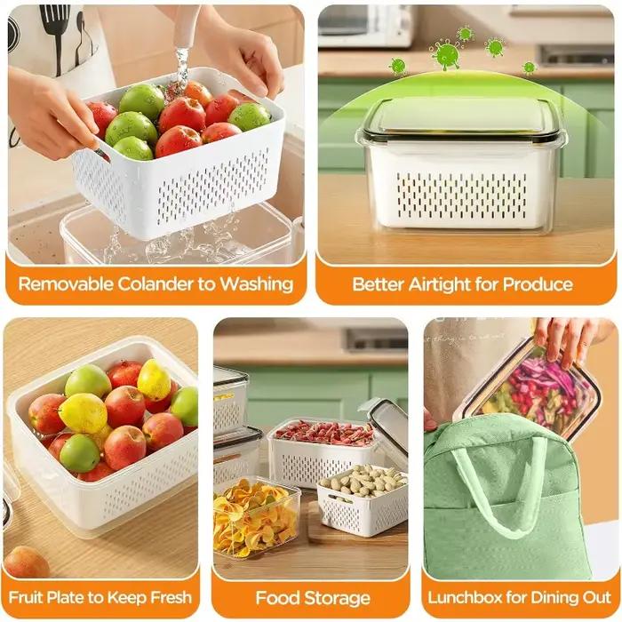 Conteneur de stockage alimentaire pour réfrigérateur avec couvercle filtrant