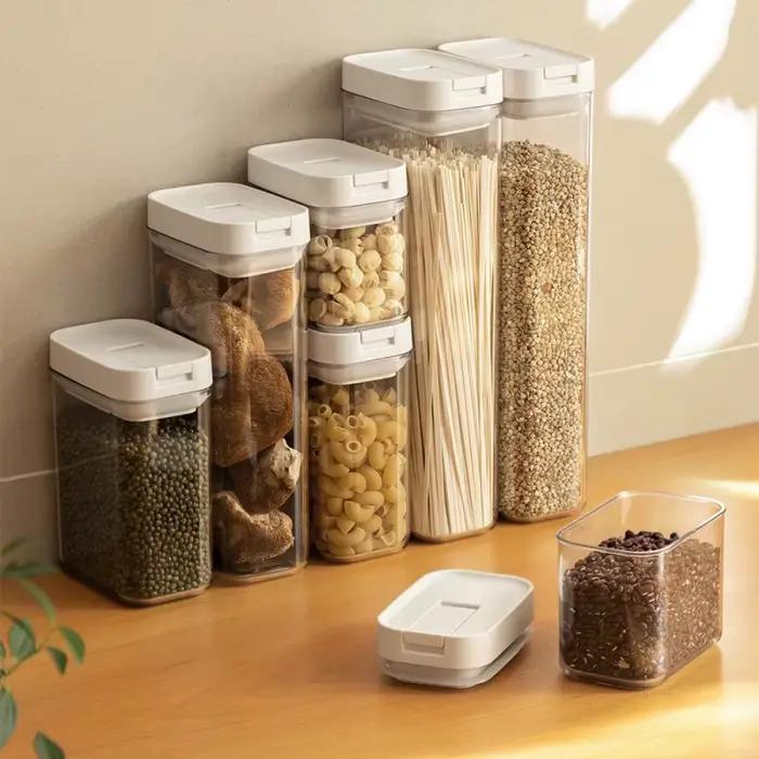 Pot scellé résistant à l'humidité domestique, pot de stockage de céréales de cuisine, boîte de stockage d'épices et de thé, boîte de stockage transparente de lait en poudre