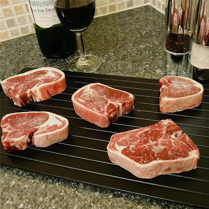 Plateau de dégivrage pour viande congelée, lavable au lave-vaisselle, plaque de dégivreur de grande taille, plateau de décongélation