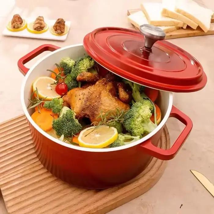 Four hollandais en fonte d'aluminium émaillée avec couvercle