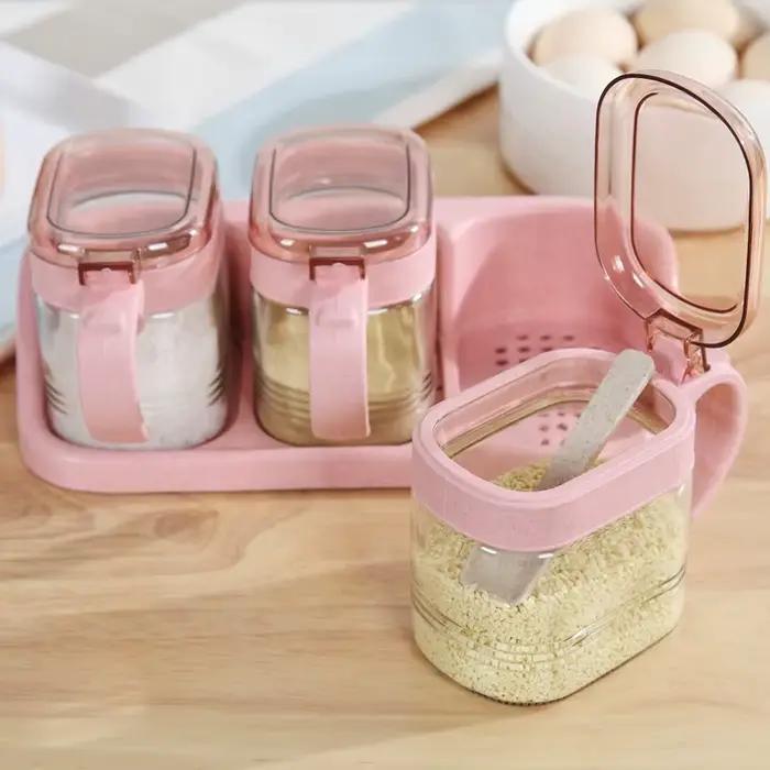 Bocal à épices en plastique et verre transparent, boîte d'assaisonnement, bouteille de stockage d'épices de cuisine, outils de boîte à poudre de cumin Belle