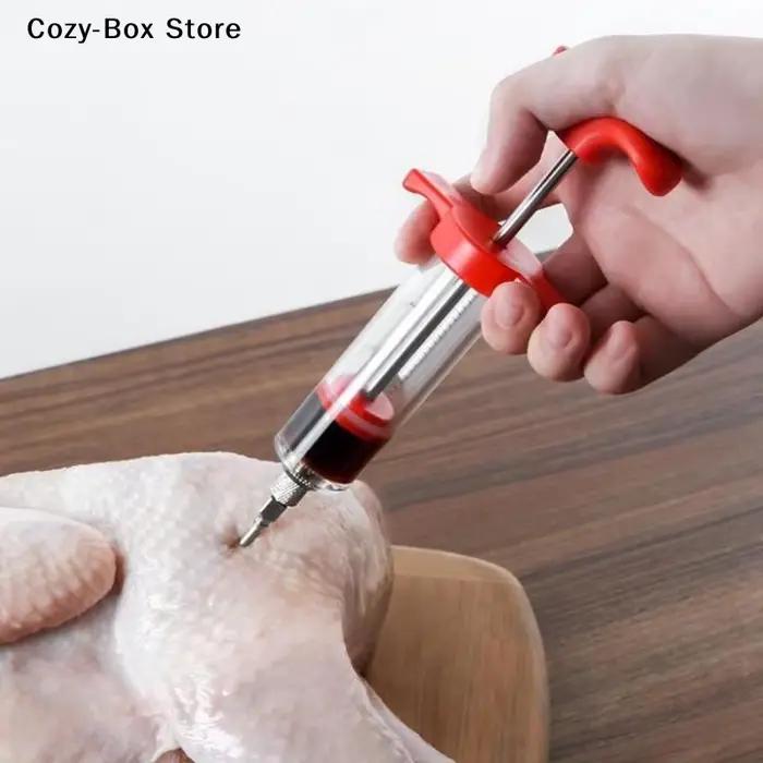 Seringue injectrice de marinade avec 3 aiguilles, injecteur de saveur pour marinade, outils de cuisine pour barbecue, kit injecteur de marinade pour dinde