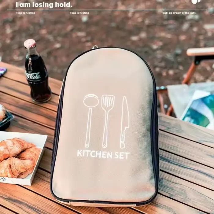 Ensemble de 8 pièces ustensiles de cuisine extérieure acier inoxydable vaisselle portable camping pique-nique barbecue