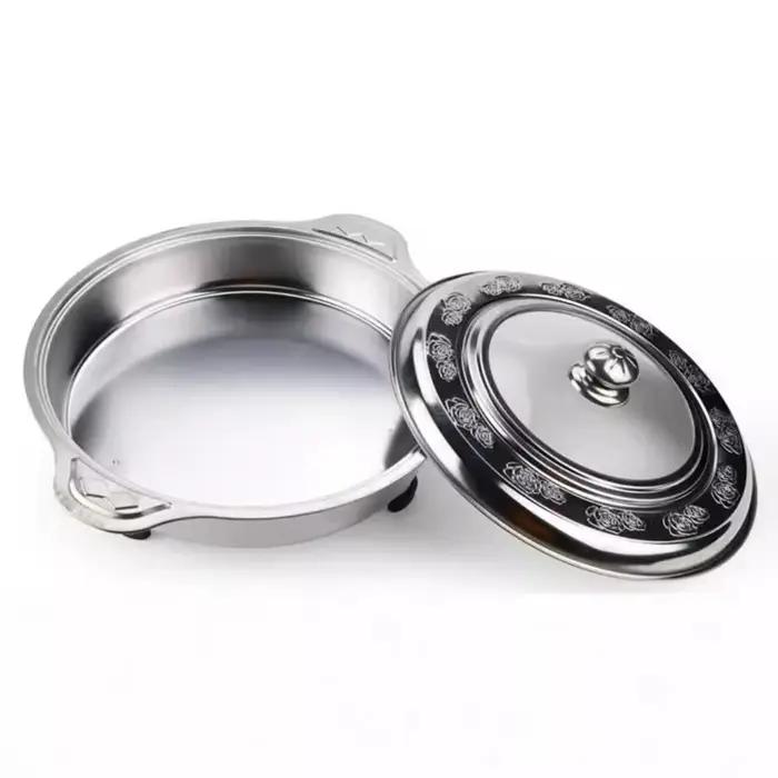 Plat de service buffet en acier inoxydable avec pieds amovibles
