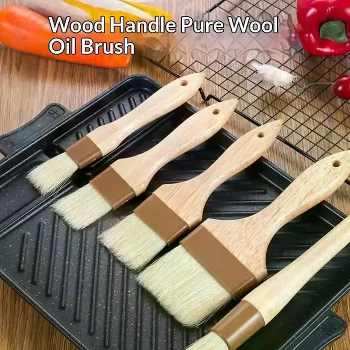Brosses de cuisine, brosse à huile pour barbecue, manche en bois, brosses à poils, brosse plate pour pâtisserie, brosse à pâtisserie