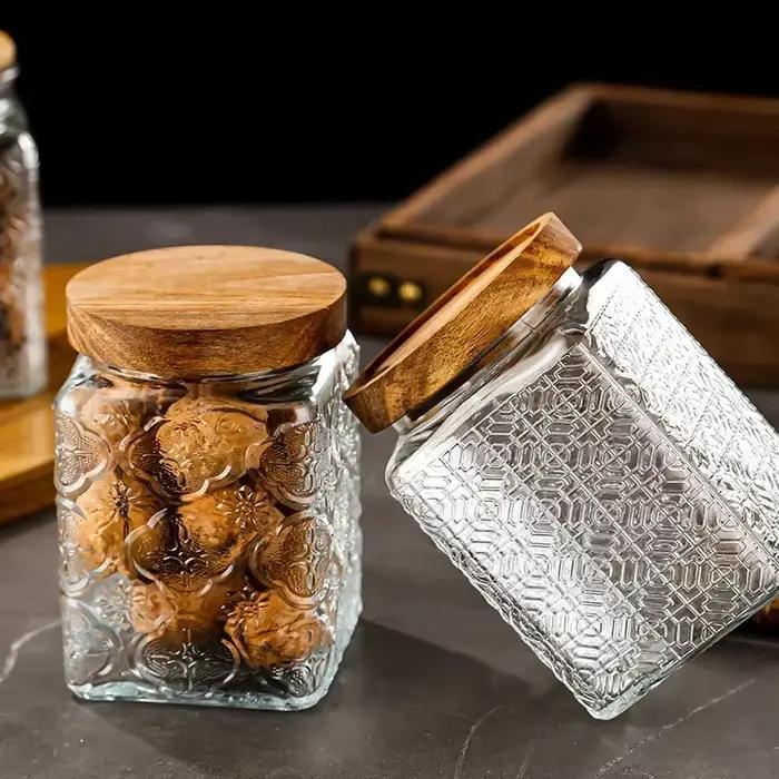 Boites en verre hermetiques style retro pour stockage alimentaire et organisation cuisine en verre avec couleurs douces et touches de design vintage pour la maison et la cuisine