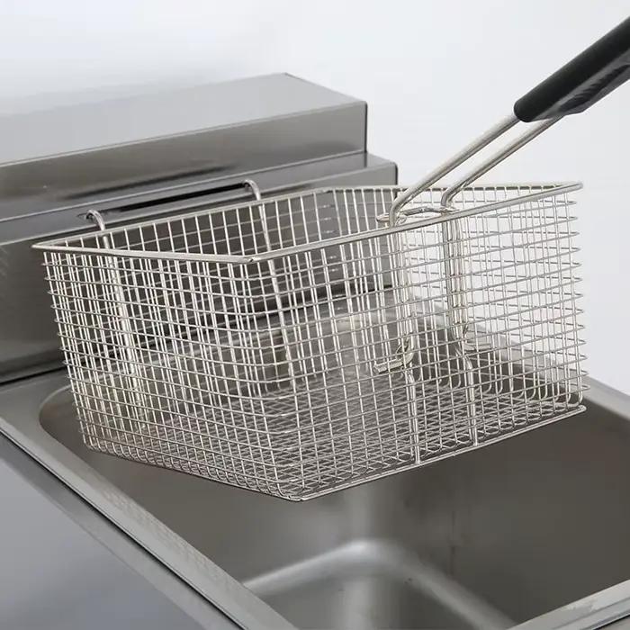 Friteuse professionnelle au gaz GPL avec panier de 8 L et couvercle, en acier inoxydable, à poser sur comptoir, propane/GPL FY71 pour frites, restauration rapide