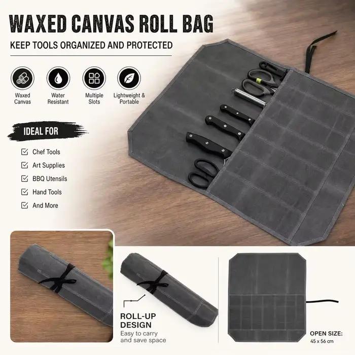 Sacs à couteaux en toile, sacs à couteaux portables, sacs de rangement pour couteaux de chef, sacs de rangement pour couteaux imperméables avec 7 emplacements