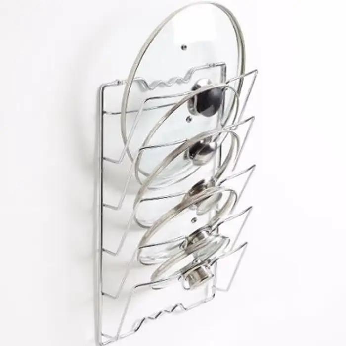 1 pièces accessoires de cuisine en acier inoxydable Pot couvercle étagère cuisine organisateur casserole couvercle couvercle support support étagère à vaisselle