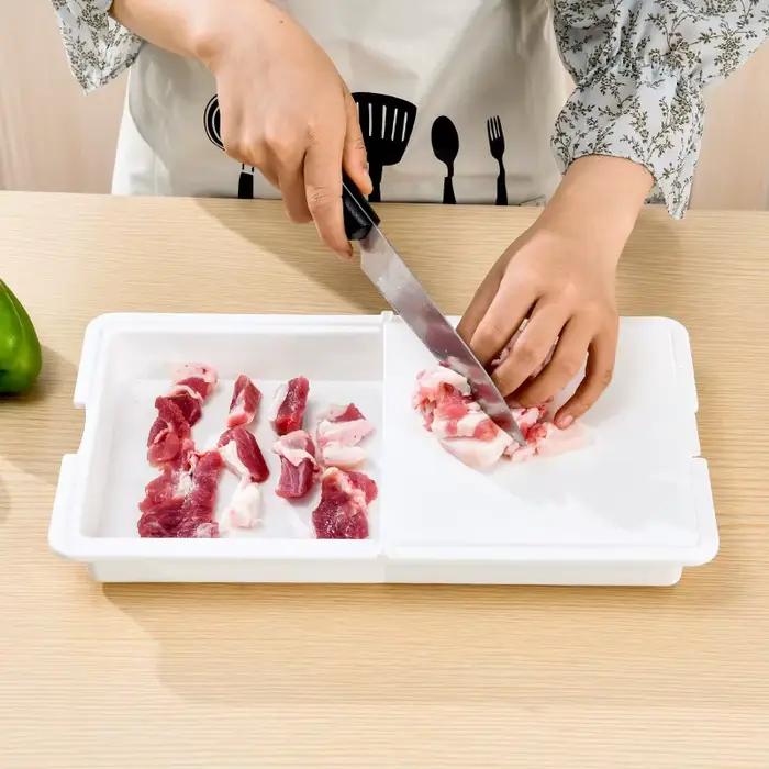 Planche à découper pliable multifonctionnelle avec passoire, planche à découper de cuisine, panier de lavage, vidange, outils de cuisine