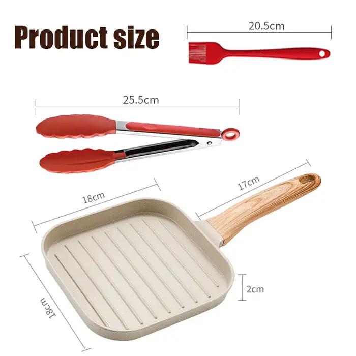 Poêle à gril antiadhésive pour tous les cuisinières, poêle à Steak carrée de 19cm/7.5 pouces pour la cuisine intérieure et l'extérieur, poêle à Steak