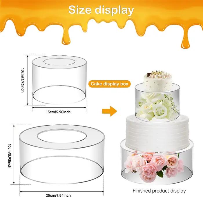 Présentoir à Gâteaux en Acrylique pour Mariage et Anniversaire, 2 Pièces, Base Transparente