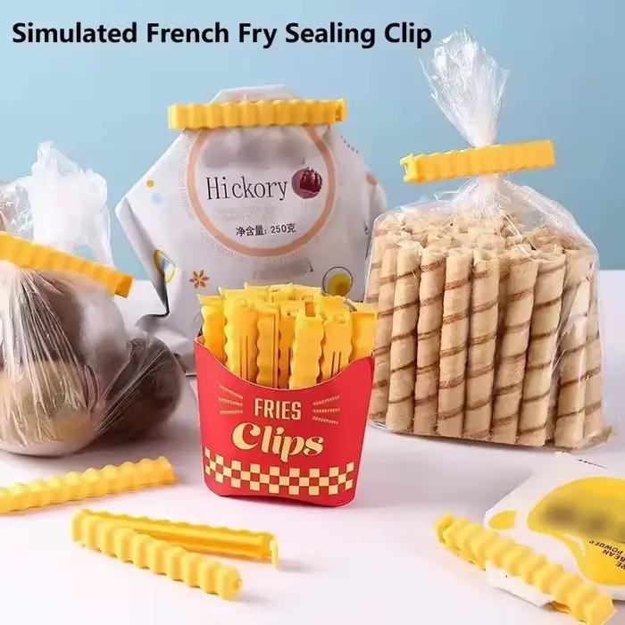 Clip de scellage résistant à l'humidité pour aliments, avec autocollant magnétique pour réfrigérateur, pince à collation à longue bande pour frites, cadeau créatif, 12 pièces/ensemble