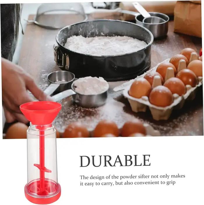Tamis à Farine en Plastique Bleu Ciel Semi-Automatique avec Couvercle pour Amateurs et Professionnels Occasions Spéciales Cuisines Ateliers Pâtissiers