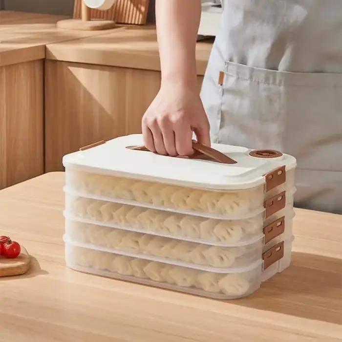 Boîte de rangement pour raviolis JUSTINLAU, conteneur alimentaire multicouche empilable à clipser, boîte de conservation fraîcheur, boîtes scellées pour la cuisine domestique