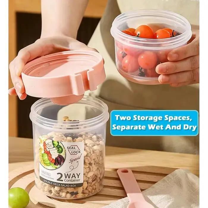 1 pièce Tasse à salade portable avec couvercle et fourchette