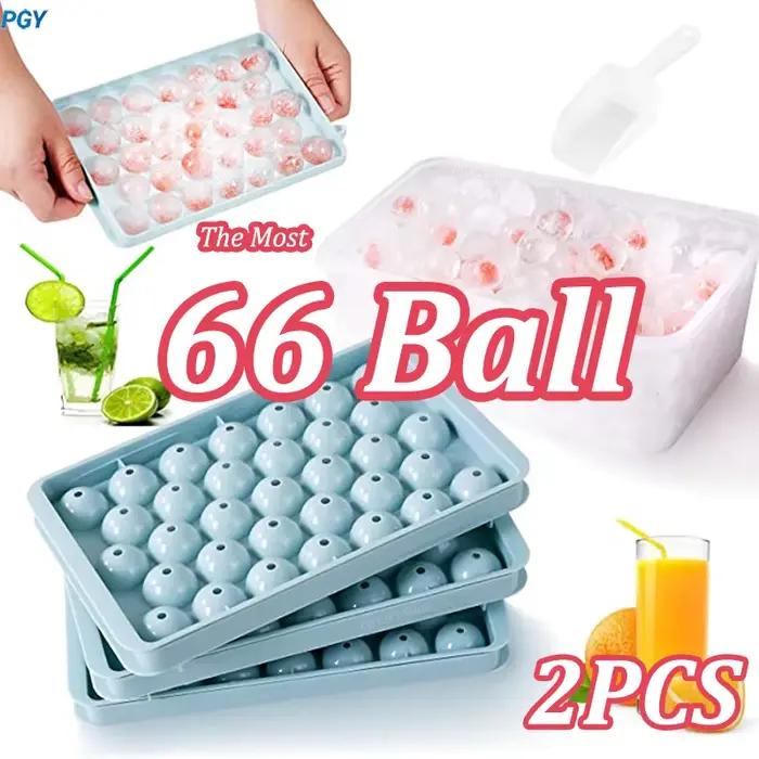 Moule à glaçons 66/33 - Moule à glaçons ronds pour whisky et cocktails avec couvercle, forme de balle de hockey parfaite, sans BPA, mini-bac, outil de cuisine