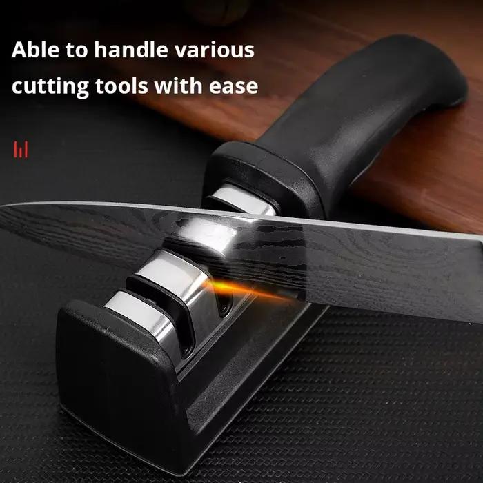 1 pièce Affûteur de couteaux de cuisine noir à trois segments