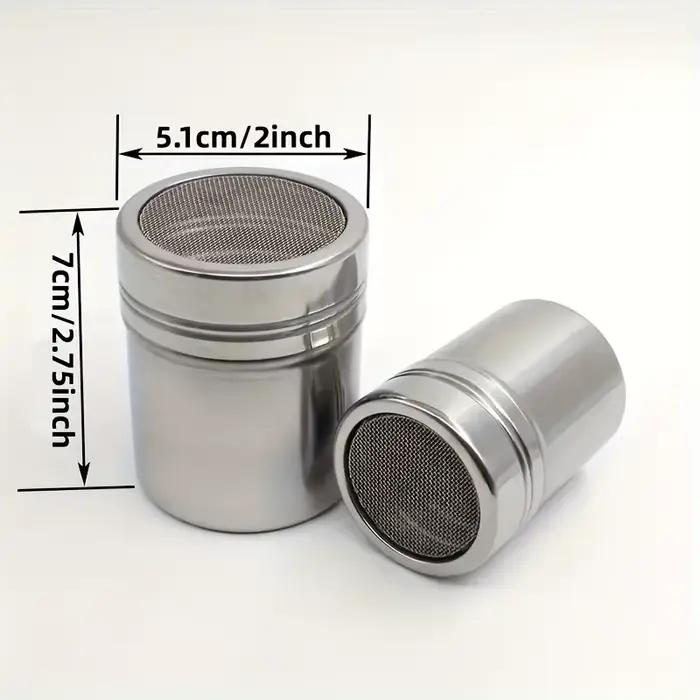 Une boîte de sucre de glaçage en poudre d'acier inoxydable, maille fine, avec couvercle, pour Soda, poudre de cacao, amidon de maïs, café, farine