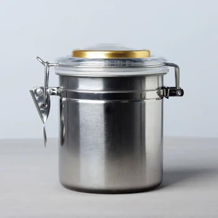 Pot en acier inoxydable + feuille humidifiante + thermomètre – Boîte hermétique pour café