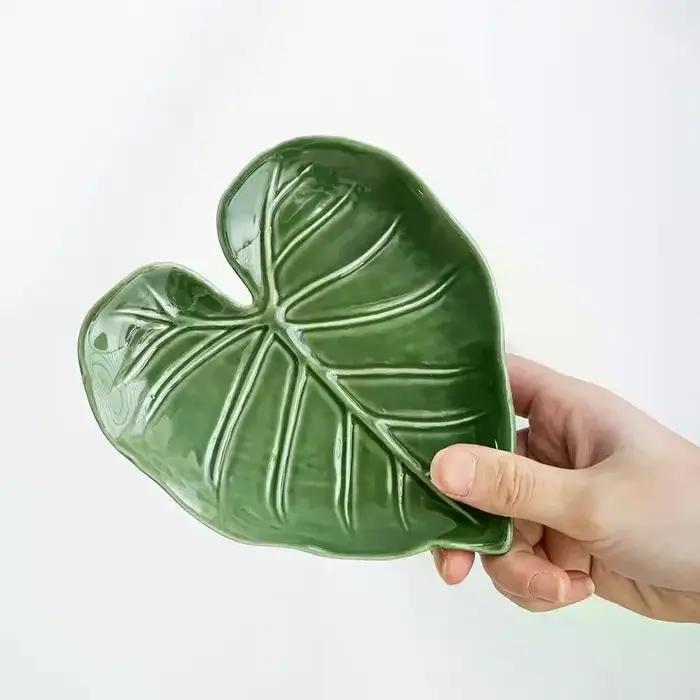 Porte-spatule en céramique, porte-cuillère de comptoir de cuisine, Design de feuilles mignonnes, porte-couverts multifonctionnel