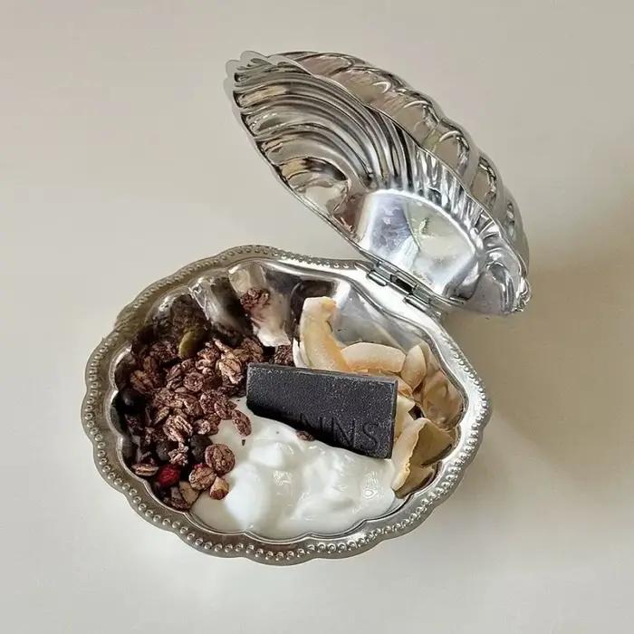 Plat à dessert en forme de coquille en acier inoxydable 304