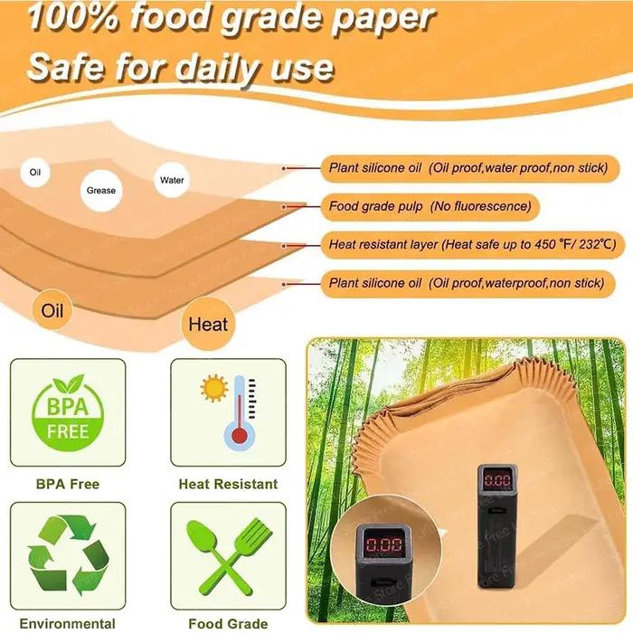 Doublures en papier jetables pour friteuse à Air, pour Philips double panier Airfryer série 3000 6L/3L NA350/00, accessoire de cuisson en papier résistant à la graisse