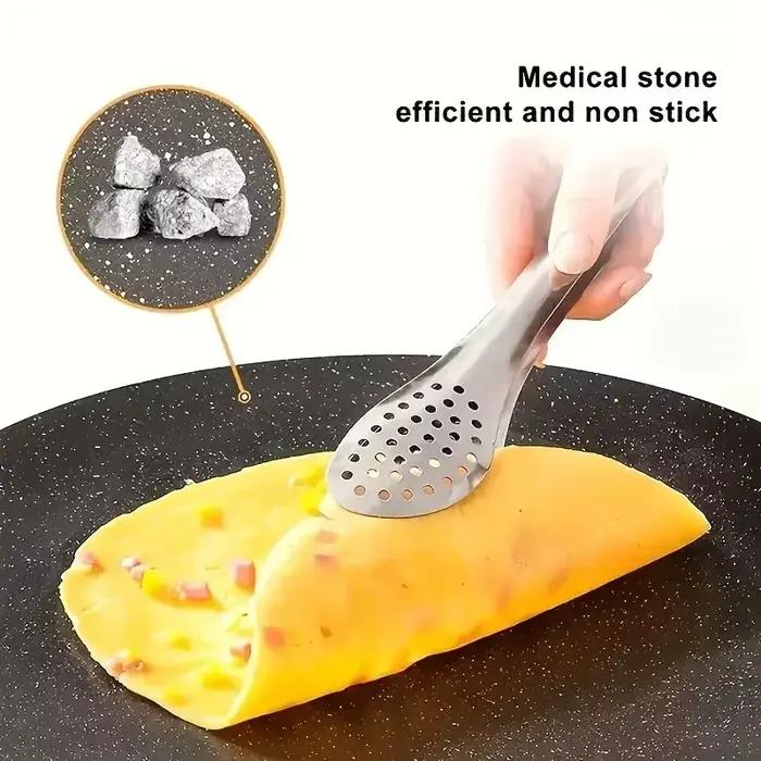 Poêle ronde antiadhésive en alliage d'aluminium pour barbecue et crêpes, avec manches en acier inoxydable pour camping et randonnées