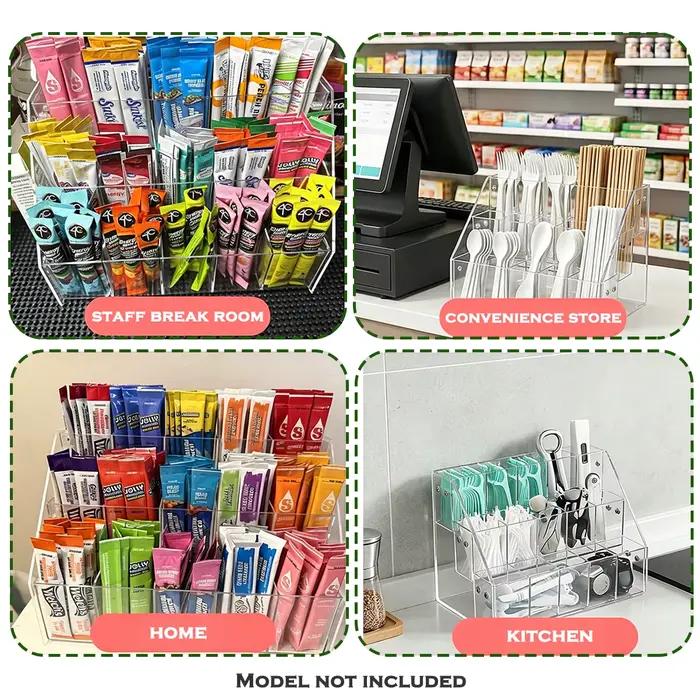 Boîte de rangement à plusieurs niveaux de grande capacité | Organisateur en acrylique facile à assembler pour garde-manger, thé et fournitures de bureau