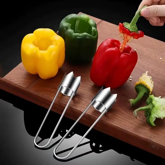 2 outils de dénoyautage en acier inoxydable, adaptés aux pommes, aux poivrons, aux tomates et à l'élimination des noyaux de fruits. Durable et Pratique