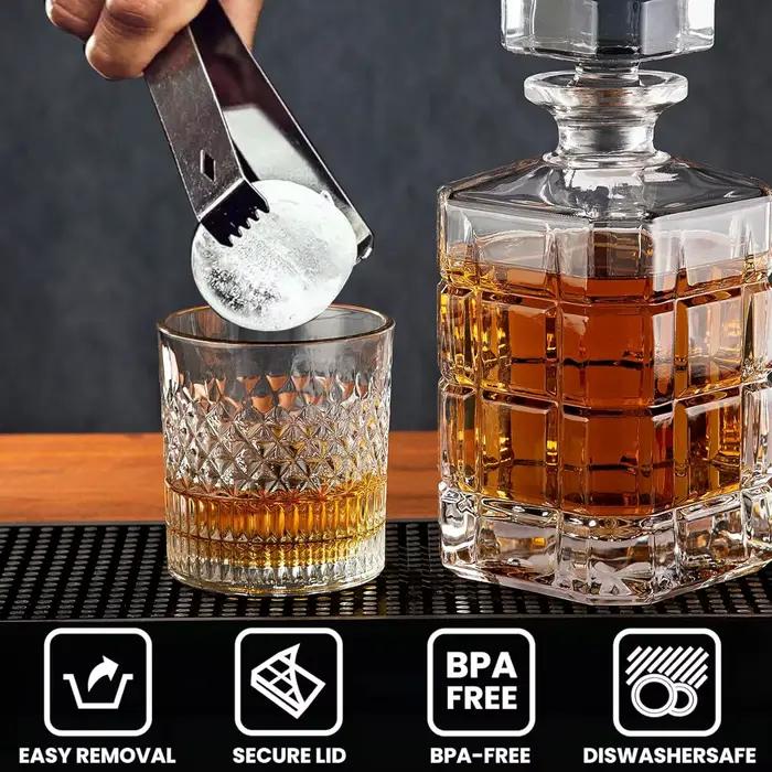 Grand plateau à glaçons en Silicone avec couvercle, grande machine à boules de glace, sphère ronde pour whisky/Cocktails/Barbon