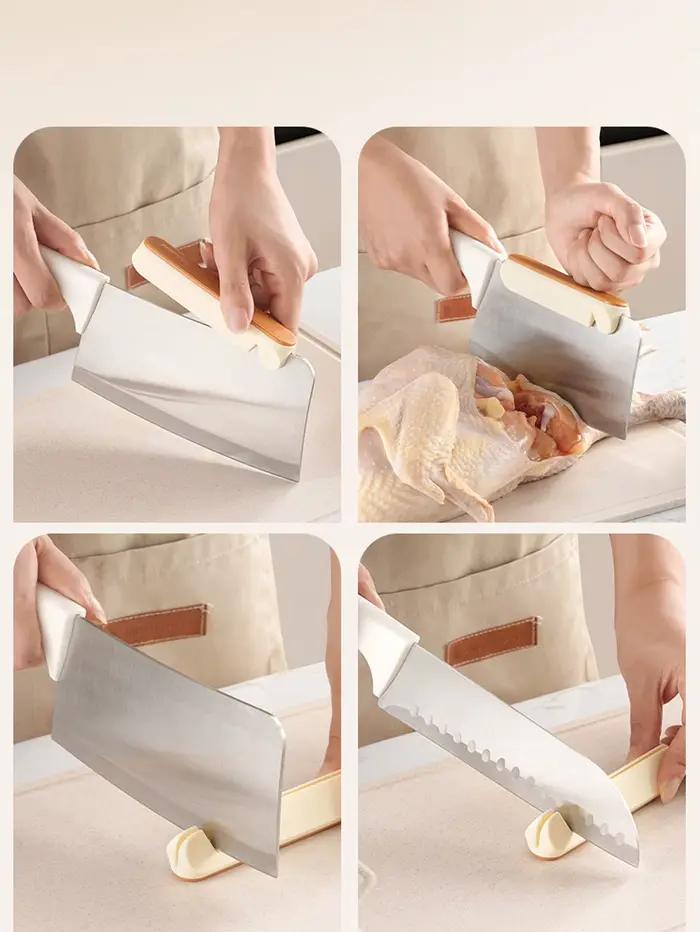 Outil d'assistance à la coupe avec affûteur, pince étendue pour un coupe sûr, protège-main, coupe de cuisine, 1 pièces