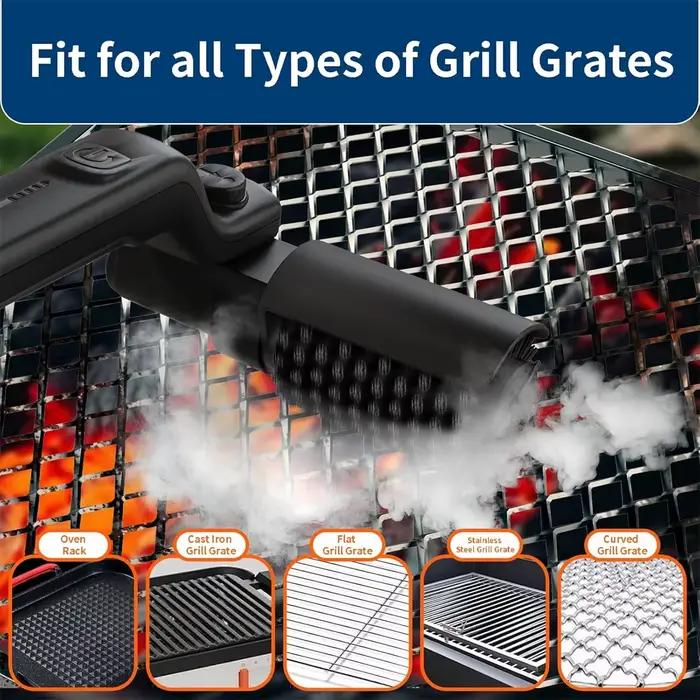 Brosse de gril électrique Rechargeable, brosse de barbecue à 3 vitesses puissantes pour Camping en plein air, brosse de nettoyage de gril automatique