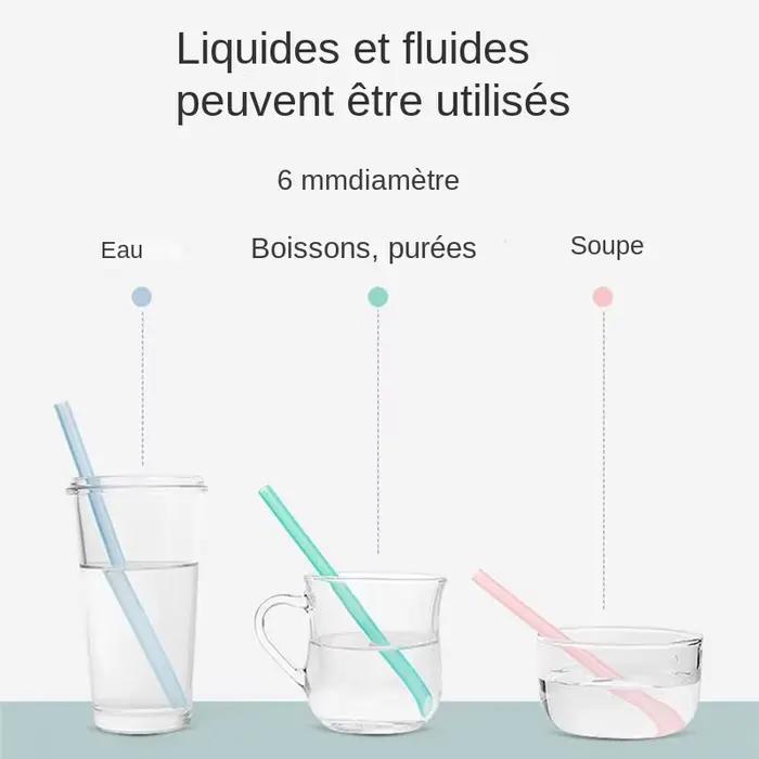 Pailles en silicone transparentes réutilisables 6 pièces avec brosse de nettoyage pour maison et jardin occasions spéciales et quotidiennes