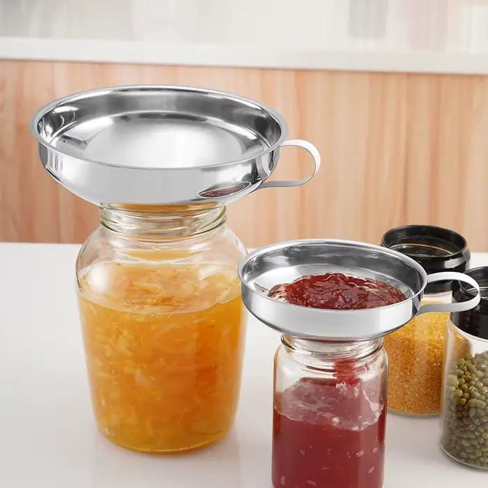 Entonnoir à large bouche en acier inoxydable, entonnoir en conserve, tasse, confiture, filtre à trémie pour pot de vinaigrette, filtre à huile en conserve, vin, eau, épices, etc.