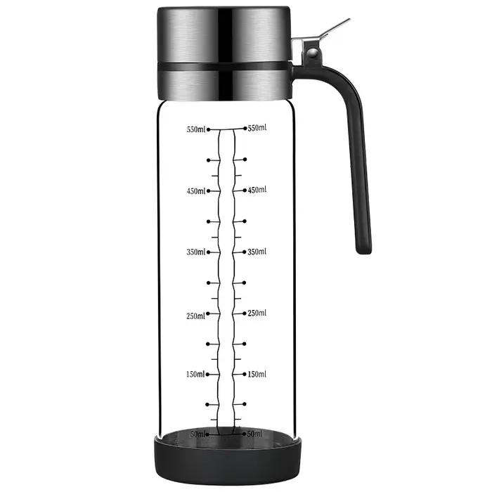 Bouteille d'huile en verre avec couvercle rabattable
