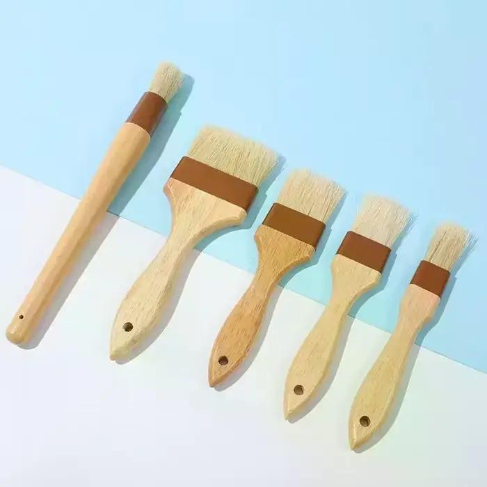Brosses de cuisine, brosse à huile pour barbecue, manche en bois, brosses à poils, brosse plate pour pâtisserie, brosse à pâtisserie