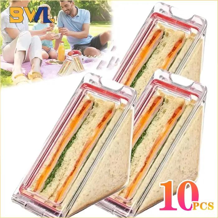 Conteneur triangulaire pour Sandwich, 10 pièces, boîte en plastique transparente triangulaire Portable pour rangement de gâteaux, boîte hermétique réutilisable pour Sandwich de voyage