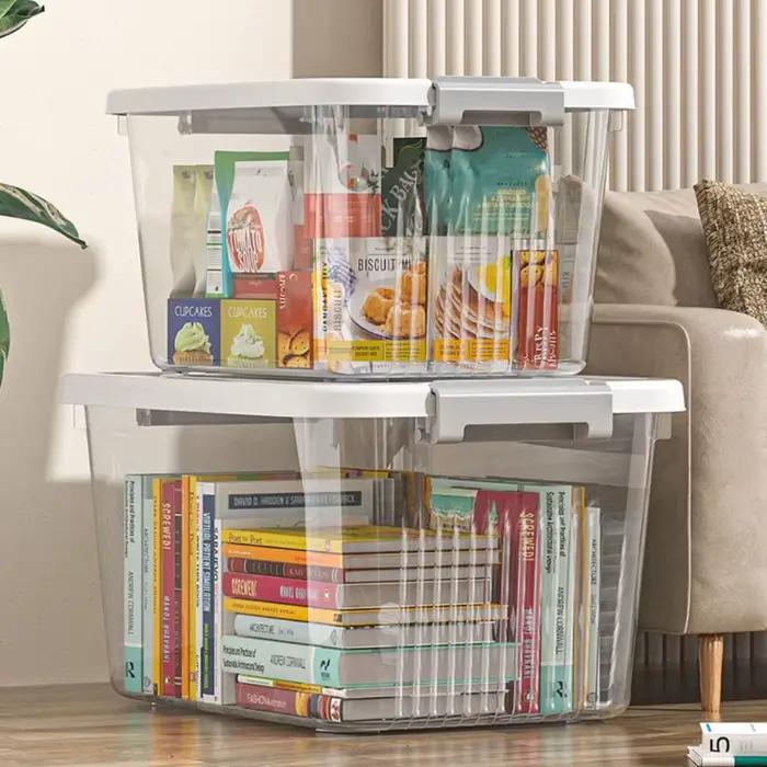 Boîte de rangement noire transparente pratique avec couvercle