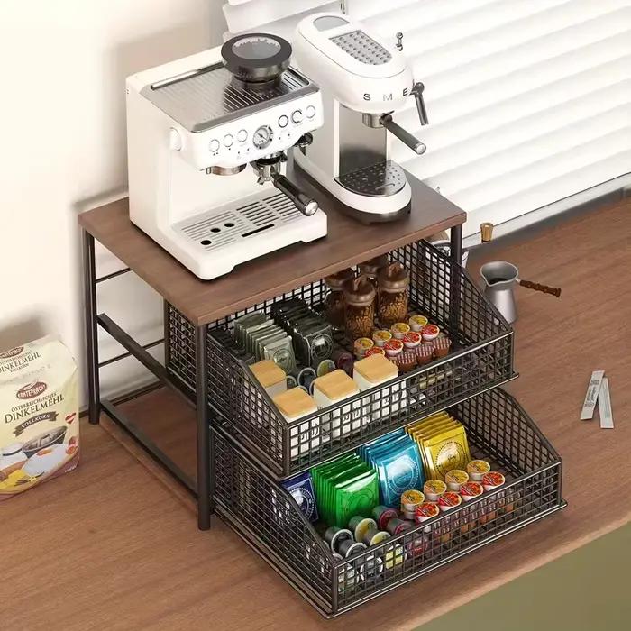 1 support de rangement pour comptoir de cuisine peu encombrant avec tiroirs et paniers métalliques - support de rangement multicouche robuste