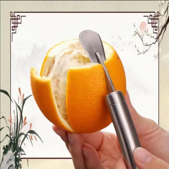 Éplucheur d'oranges, outil d'épluchage d'oranges, éplucheur d'agrumes en acier inoxydable, coupe-éplucheur, poignée de conception, outils pour fruits