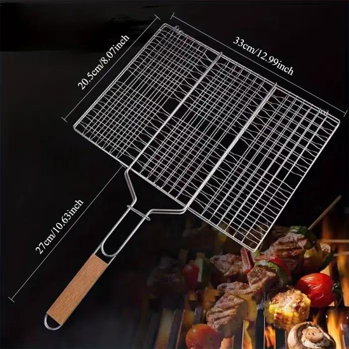 Panier de gril filet de barbecue panier de barbecue grand panier de gril pliant avec poignée amovible. Paniers de gril pour gril extérieur