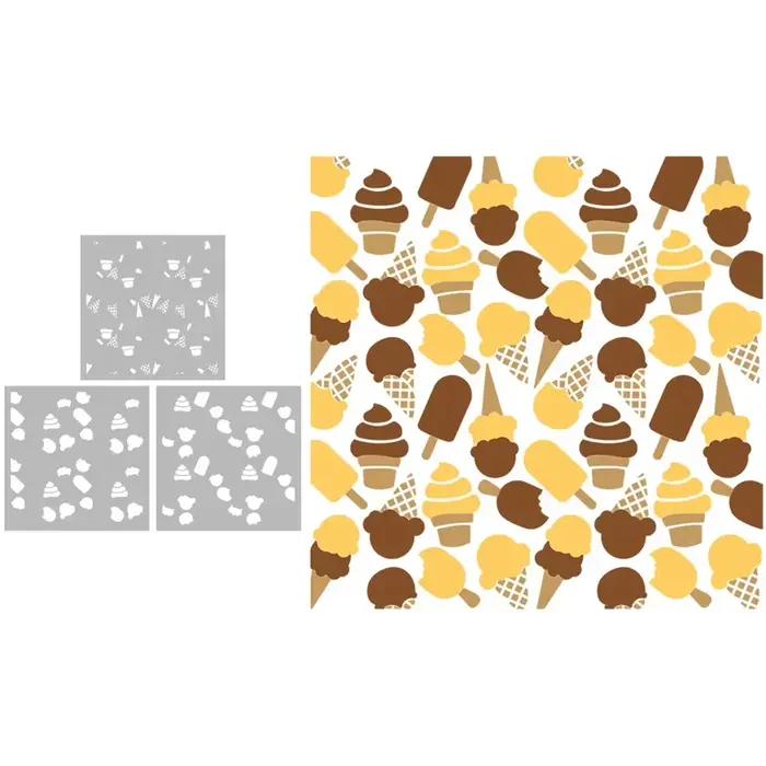 Pochoirs en plastique pour glaces, 3 pièces, mignons et doux, pour la décoration, fournitures de Scrapbooking, pochoirs de fond pour cartes et albums