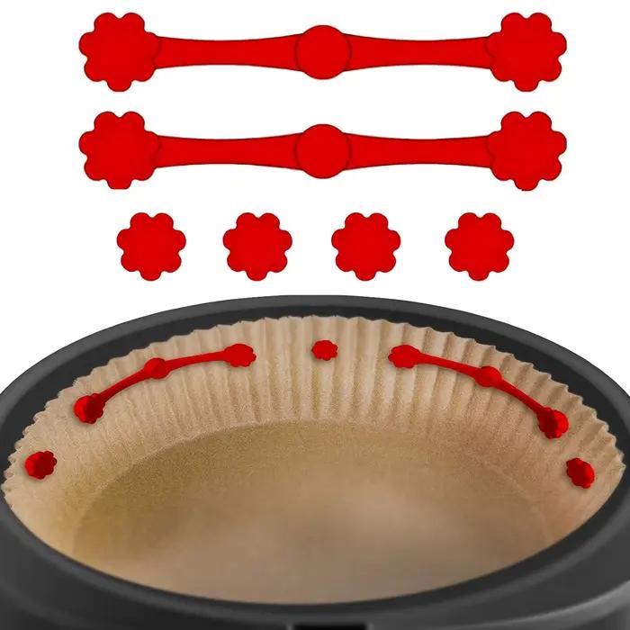 Boucle magnétique en Silicone pour friteuse à Air, 1/2 ensembles, pour maintenir le friteuse à Air, papier parchemin, verrouillage, doublures jetables, empêche le papier pour brûler
