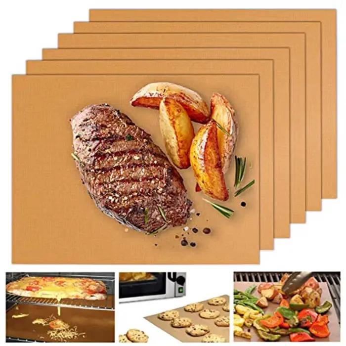 Tapis de barbecue antiadhésif 60x40cm tapis de cuisson outil de barbecue feuille de gril résistant à la chaleur pour barbecues et pique-niques occassions spéciales