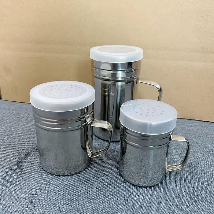 Bouteille de sel et sucre en acier inoxydable avec poignée pour assaisonnement et condiments polyvalente pour cuisine et restauration