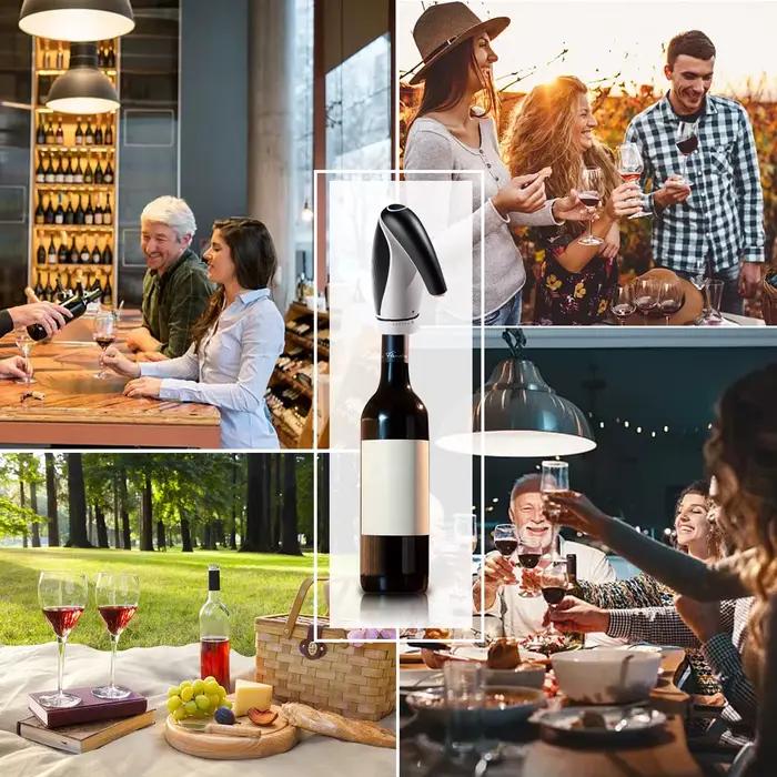 Distributeur de vin électrique avec bouchon, conservateur, oxygénateur de vin, aérateur, verseuses à une touche, aération
