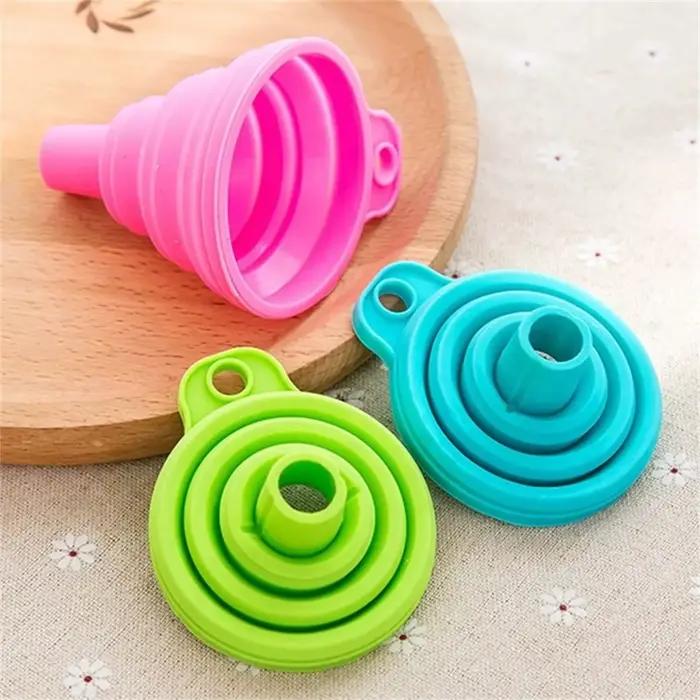 Ensemble d'entonnoirs pliables en silicone pour le remplissage d'eau, accessoires de gadgets de cuisine, transfert de liquide, HI